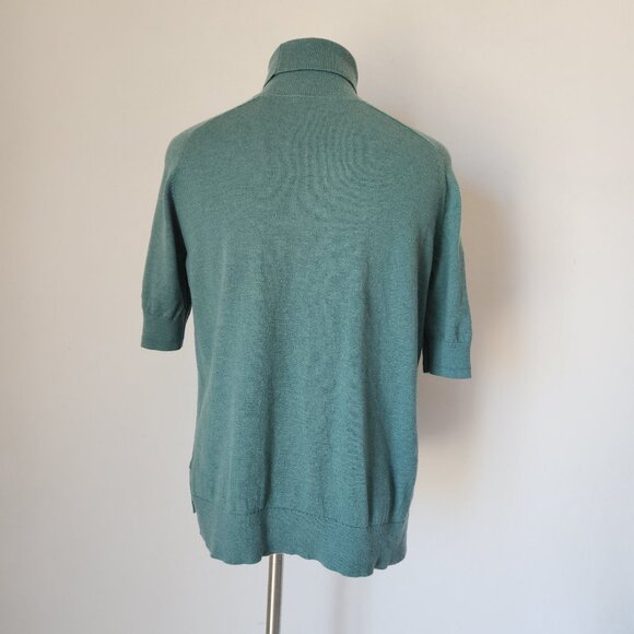 Everlane Wool Cotton Short Sleeve Turtle Neck Tee Sweater Green - Picture 9 of 12